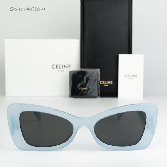 NEW Celine CL40236I 84A CELINE 3 DOTS Shiny Blue Grey Women Butterfly Sunglasses - Picture 3 of 11